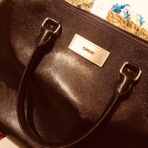 DKNY Burgundy/Maroon Saffiano Leather purse